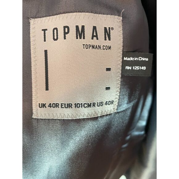 Topman Men's Black Blazer Sport Coat Size 40R Two-Button Jacket EUC - Picture 3 of 3